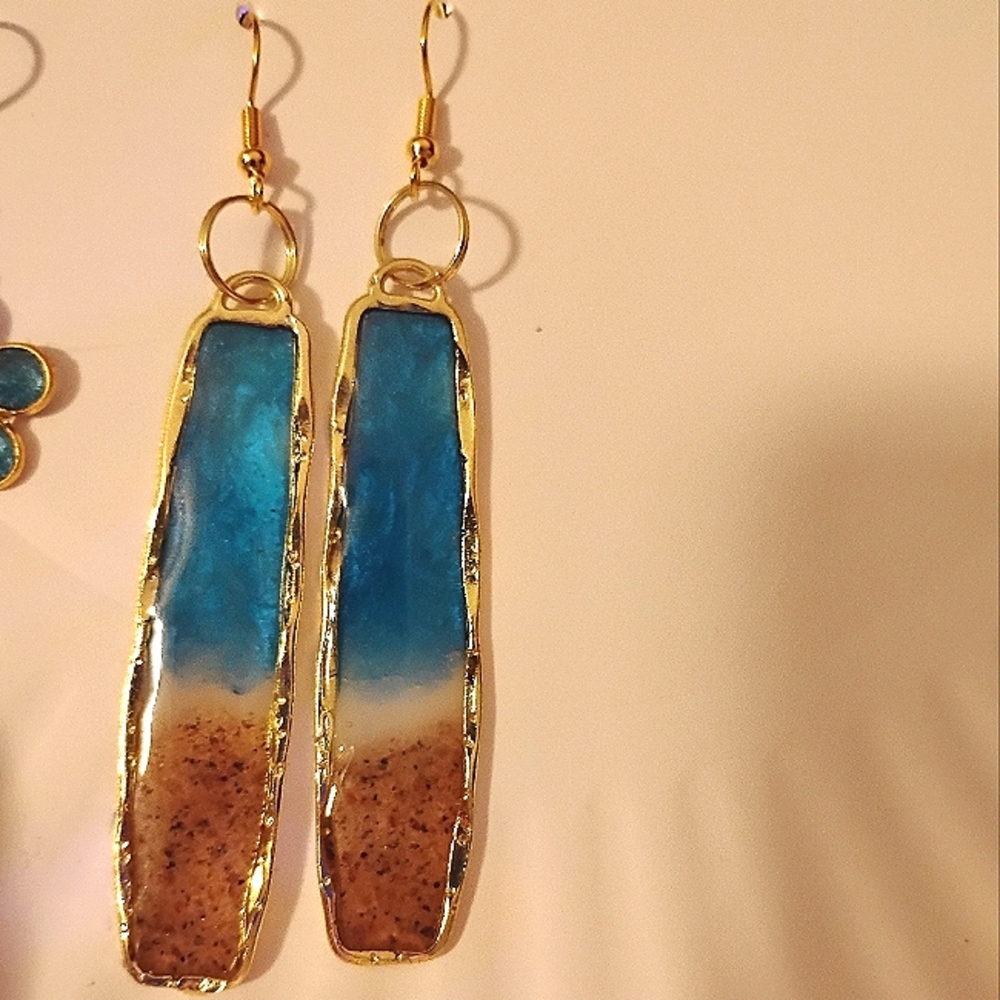 Lake Michigan inspired Rectangular Earrings